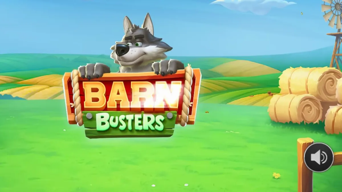 Tampilan visual slot Barn Busters dengan tema pertanian dan roda hadiah
